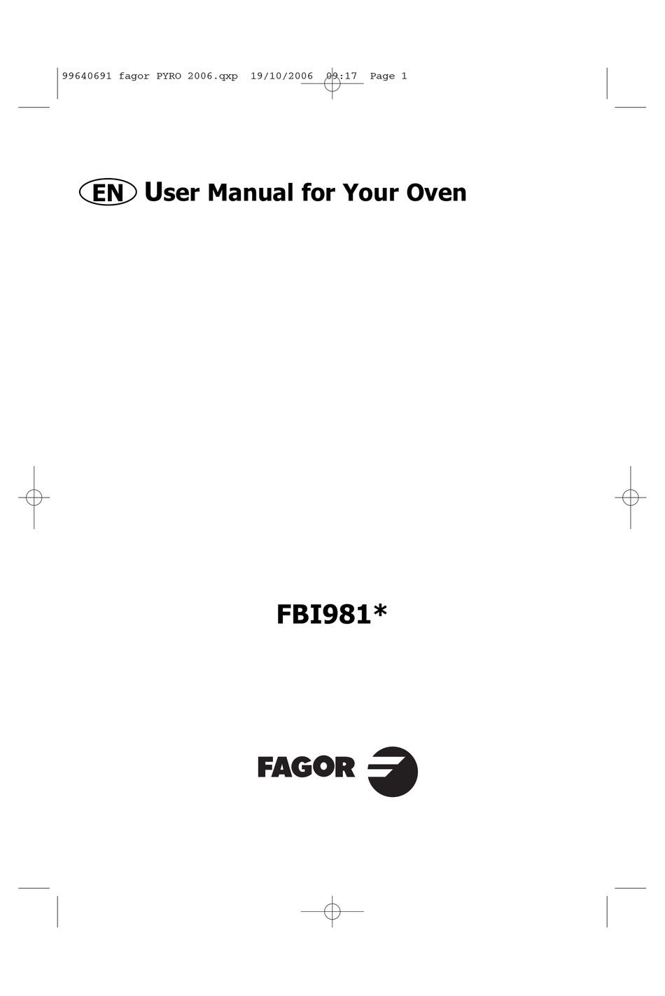 FAGOR FBI981X USER MANUAL Pdf Download | ManualsLib