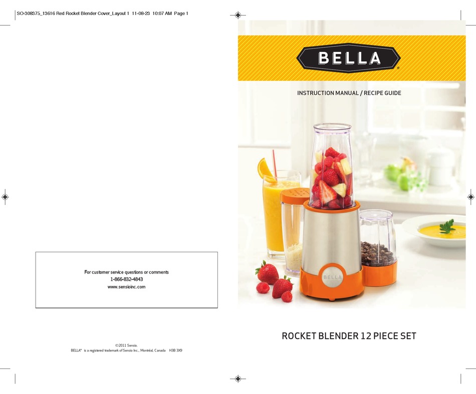 Bella Rocket Blender 12 Piece Set Instruction Manual Recipe Manual Pdf Download Manualslib