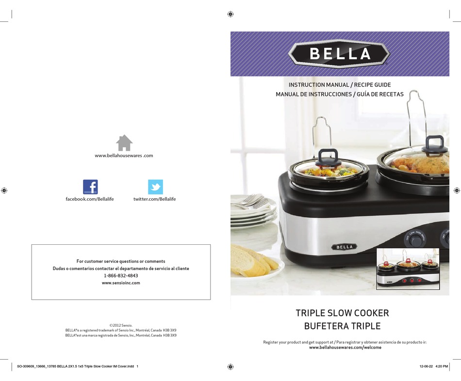 User manual Bella 1.5qt Slow Cooker (English - 24 pages)