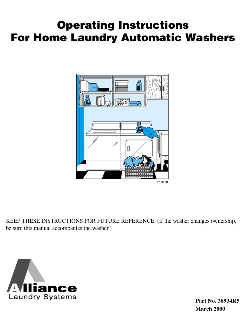 ALLIANCE LAUNDRY SYSTEMS HOME LAUNDRY AUTOMATIC WASHERS OPERATING ...