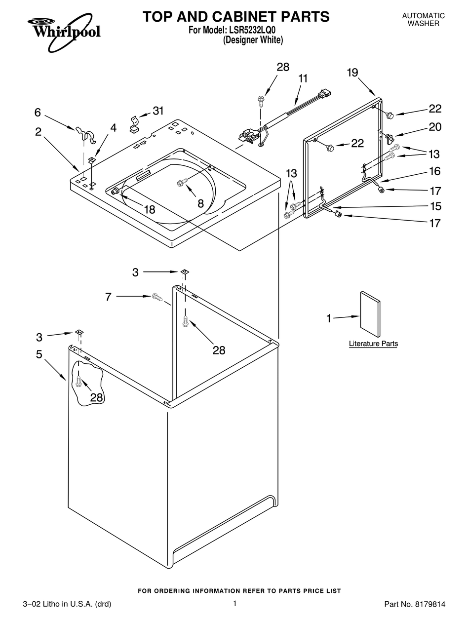 WHIRLPOOL LSR5232LQ0 PARTS LIST Pdf Download ManualsLib