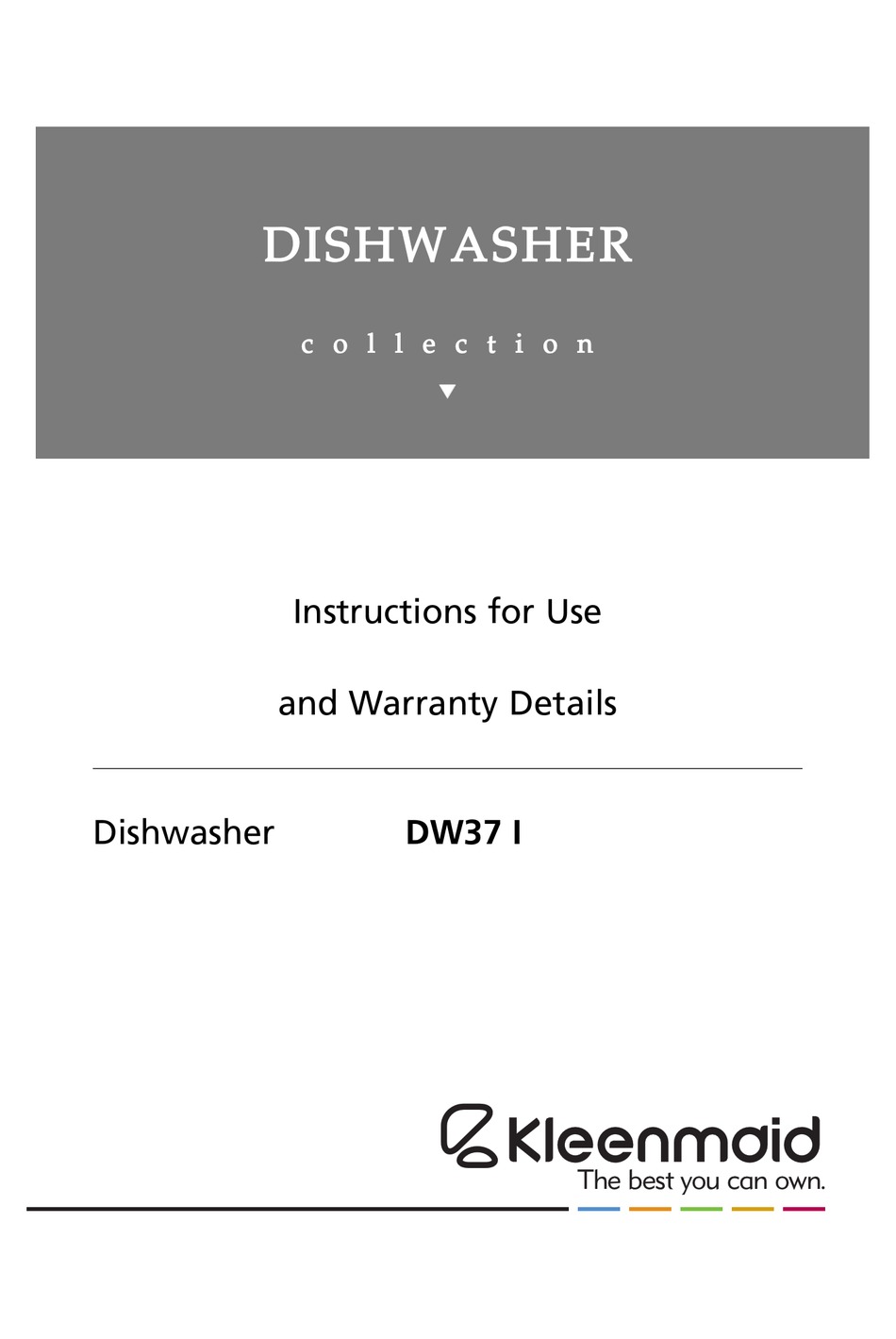 KLEENMAID DW37 I INSTRUCTIONS FOR USE MANUAL Pdf Download ManualsLib