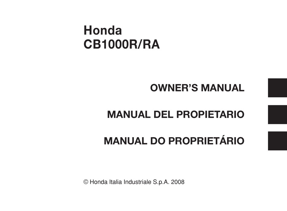 Honda Cb1000r Owner S Manual Pdf Download Manualslib