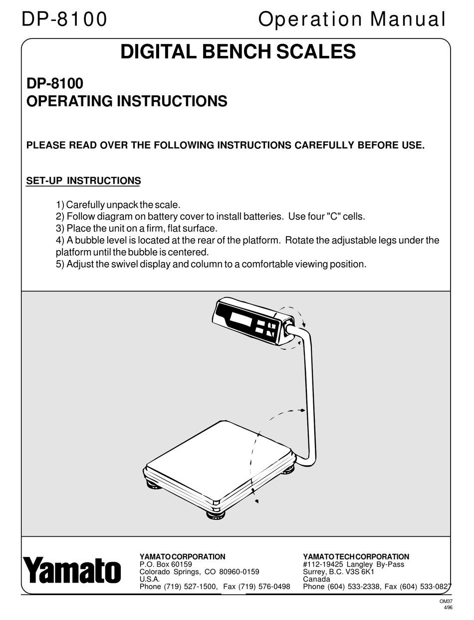 YAMATO DP-8100 OPERATION MANUAL Pdf Download | ManualsLib