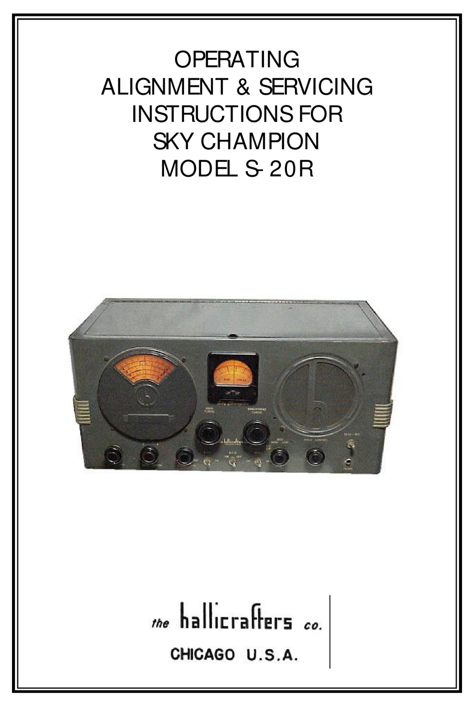 HALLICRAFTERS SKY CHAMPION S-20R OPERATING/SERVICE INSTRUCTIONS Pdf