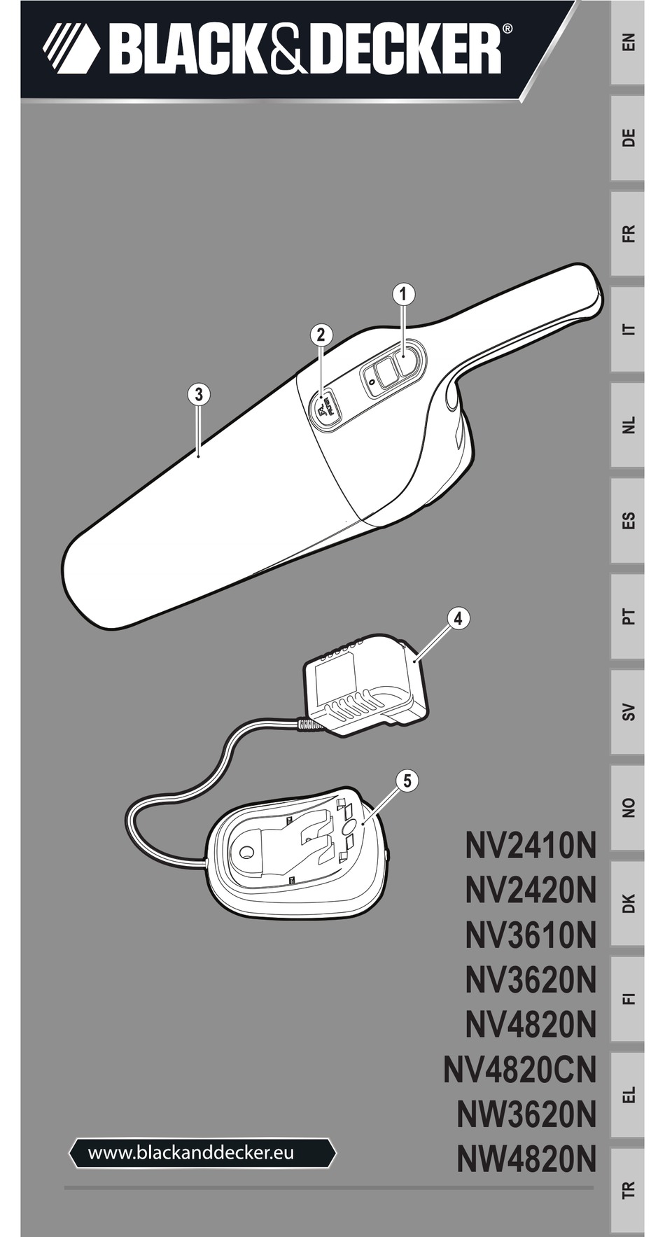 Black & Decker caricatore carica batterie alimentatore base 4.8V NV4820CN