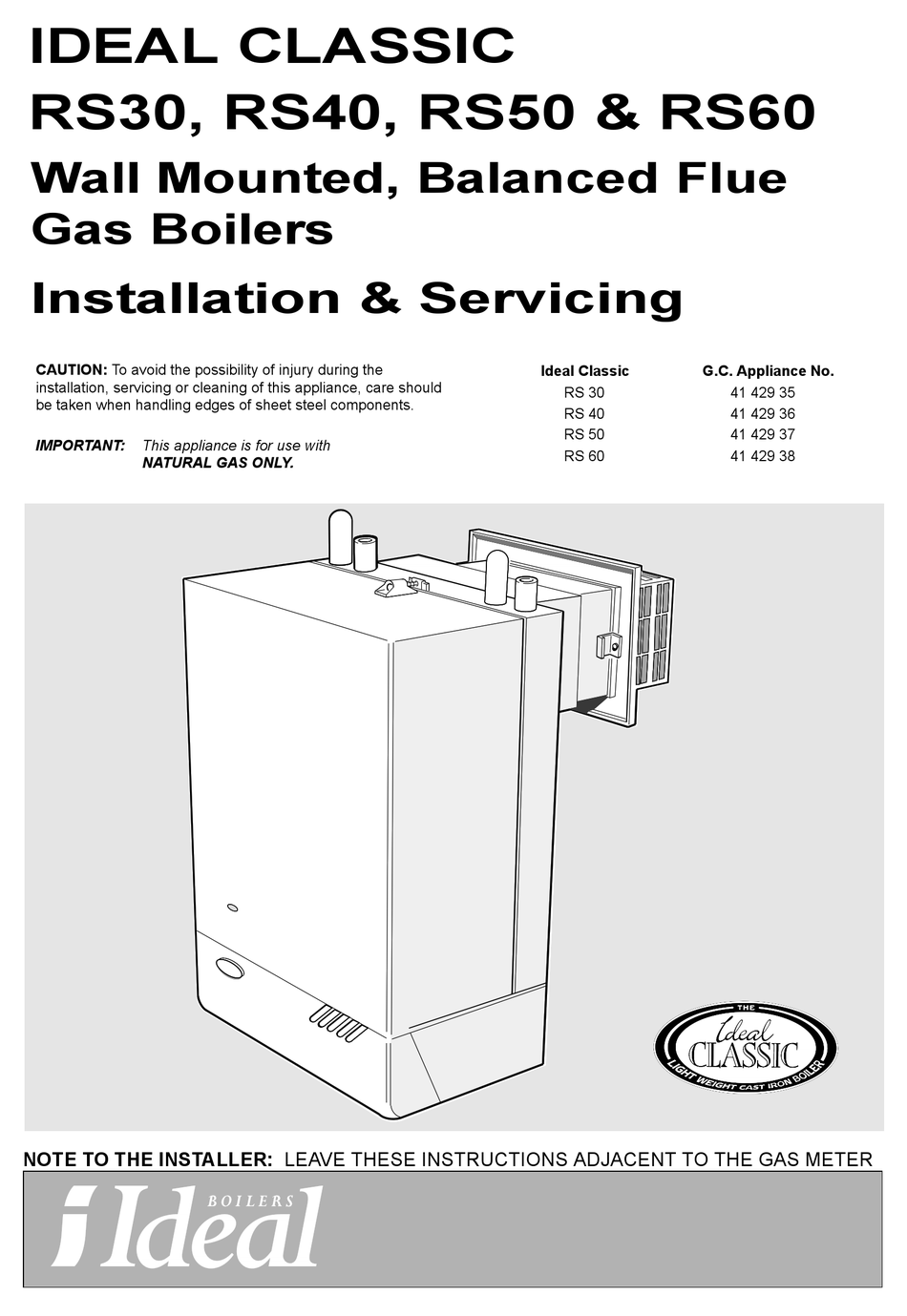 IDEAL RS30L RS40 INSTALLATION u0026 SERVICING INSTRUCTIONS MANUAL Pdf Download  | ManualsLib