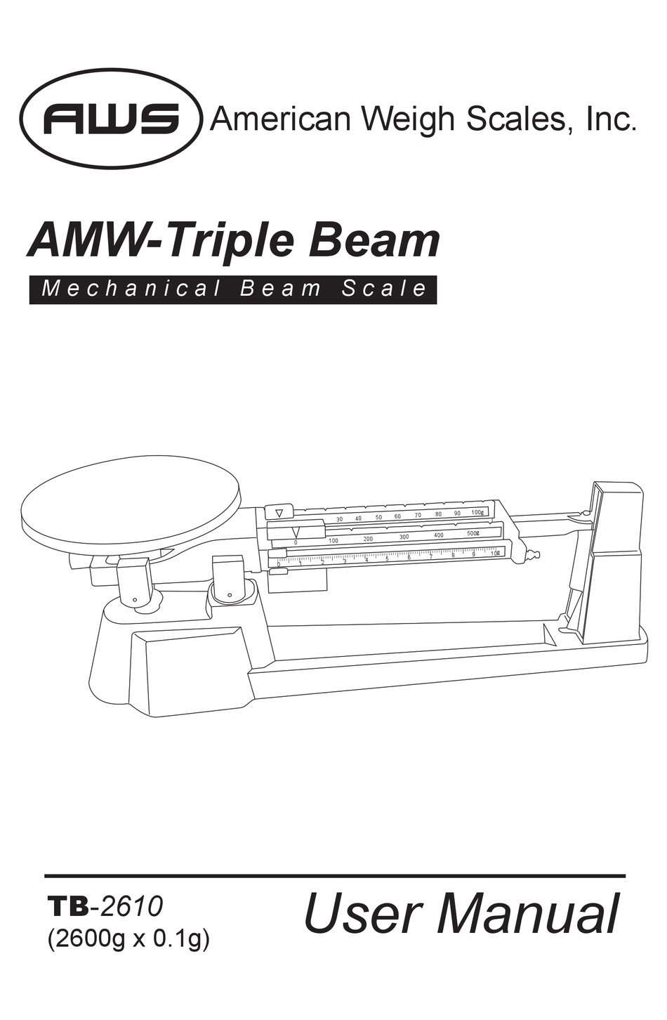 AMW TB-2610 Triple Beam Gram Scale by American Weigh Scales