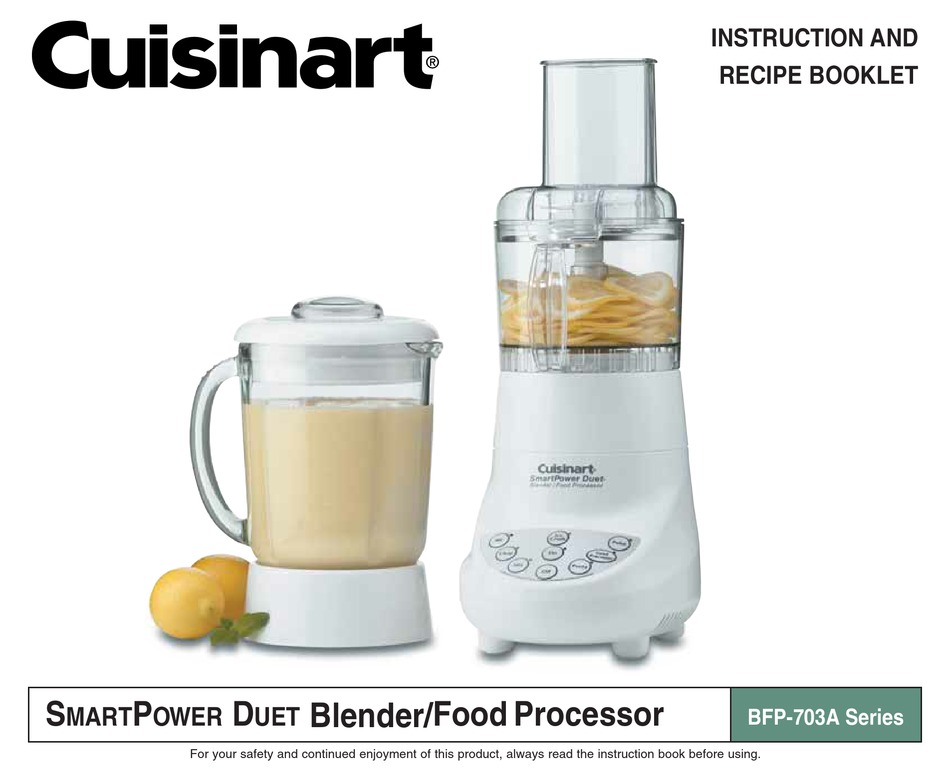 CUISINART BFP703A SERIES INSTRUCTION AND RECIPE BOOKLET Pdf Download