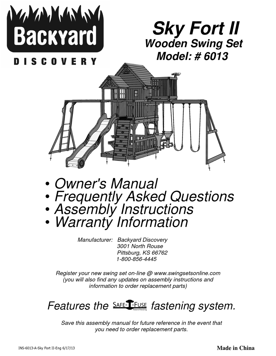 Backyard Discovery 6013 Owner S Manual Pdf Download Manualslib