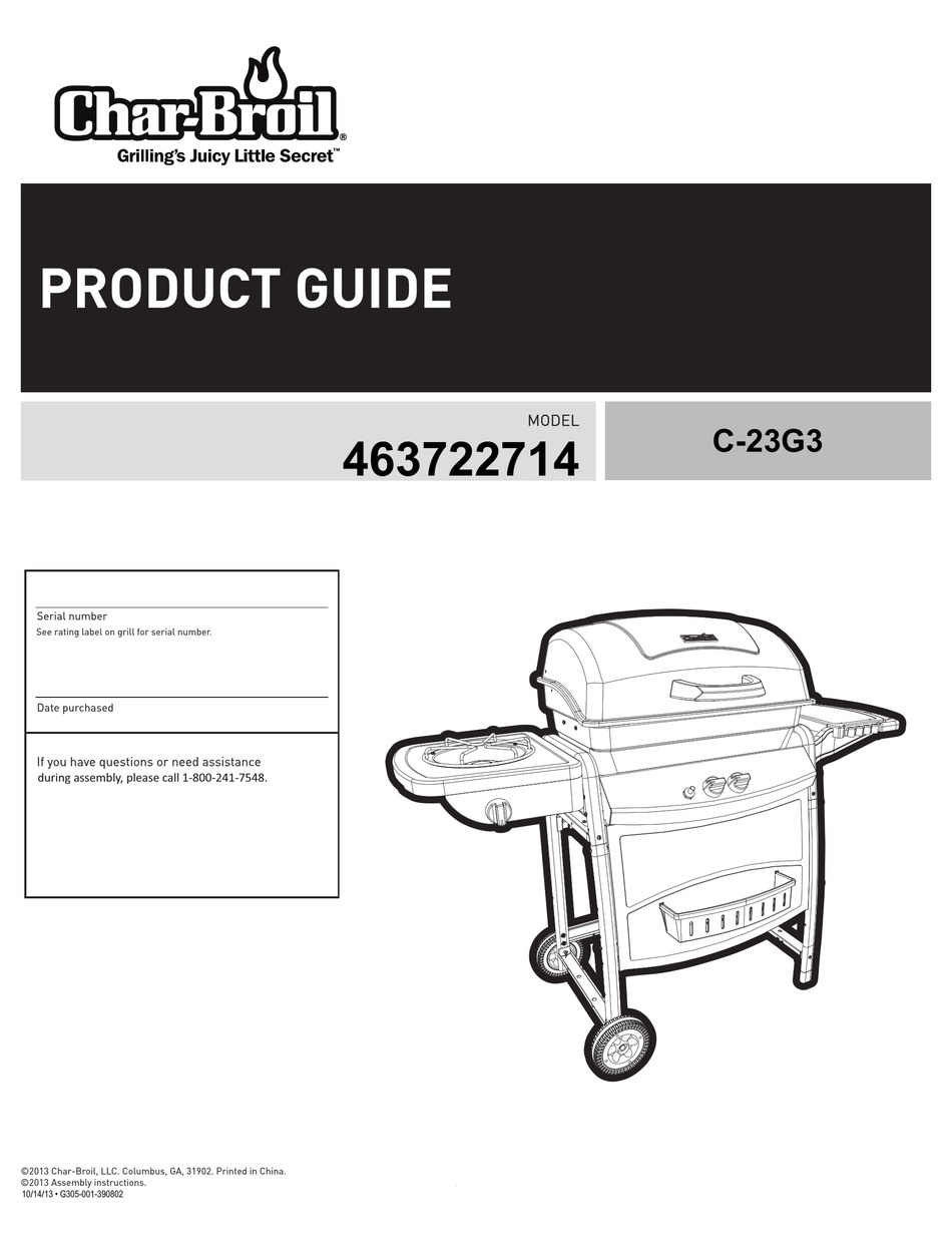 CHAR BROIL 463722714 PRODUCT MANUAL Pdf Download