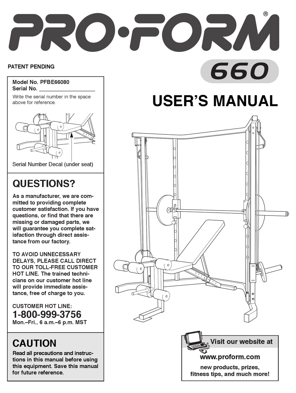 PROFORM PFBE66080 USER MANUAL Pdf Download ManualsLib