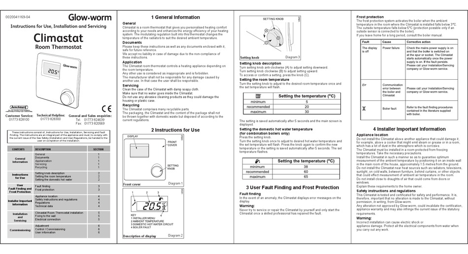 Glow Worm Climastat Instructions For Use Pdf Download Manualslib