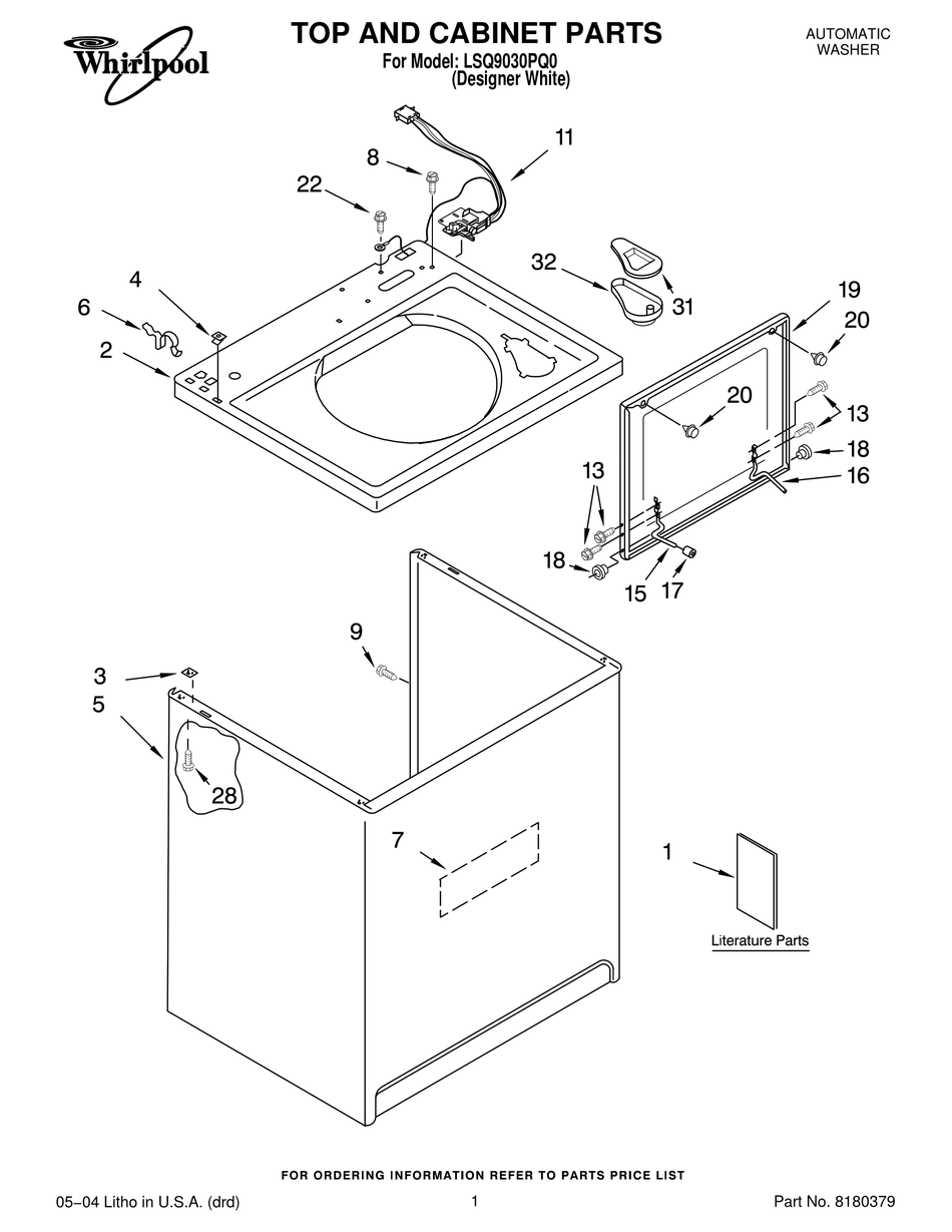 WHIRLPOOL LSQ9030PQ0 PARTS LIST Pdf Download | ManualsLib