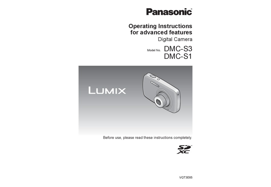 PANASONIC LUMIX DMC-S1/S3 PRINTED INSTRUCTION MANUAL USER GUIDE 82 PAGES A5 