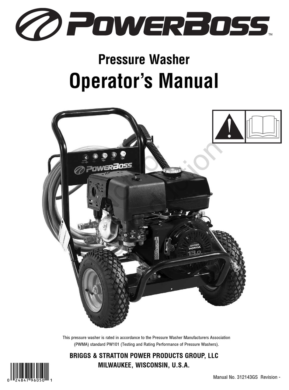 POWERBOSS PRESSURE WASHER OPERATOR'S MANUAL Pdf Download ManualsLib