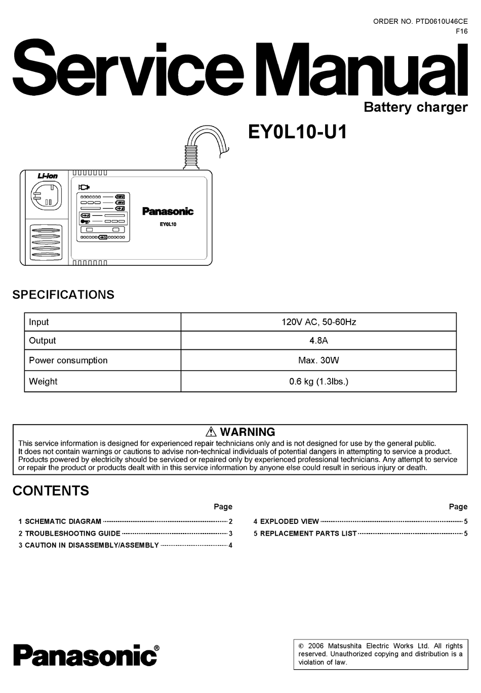 PANASONIC EY0L10U1 SERVICE MANUAL Pdf Download ManualsLib