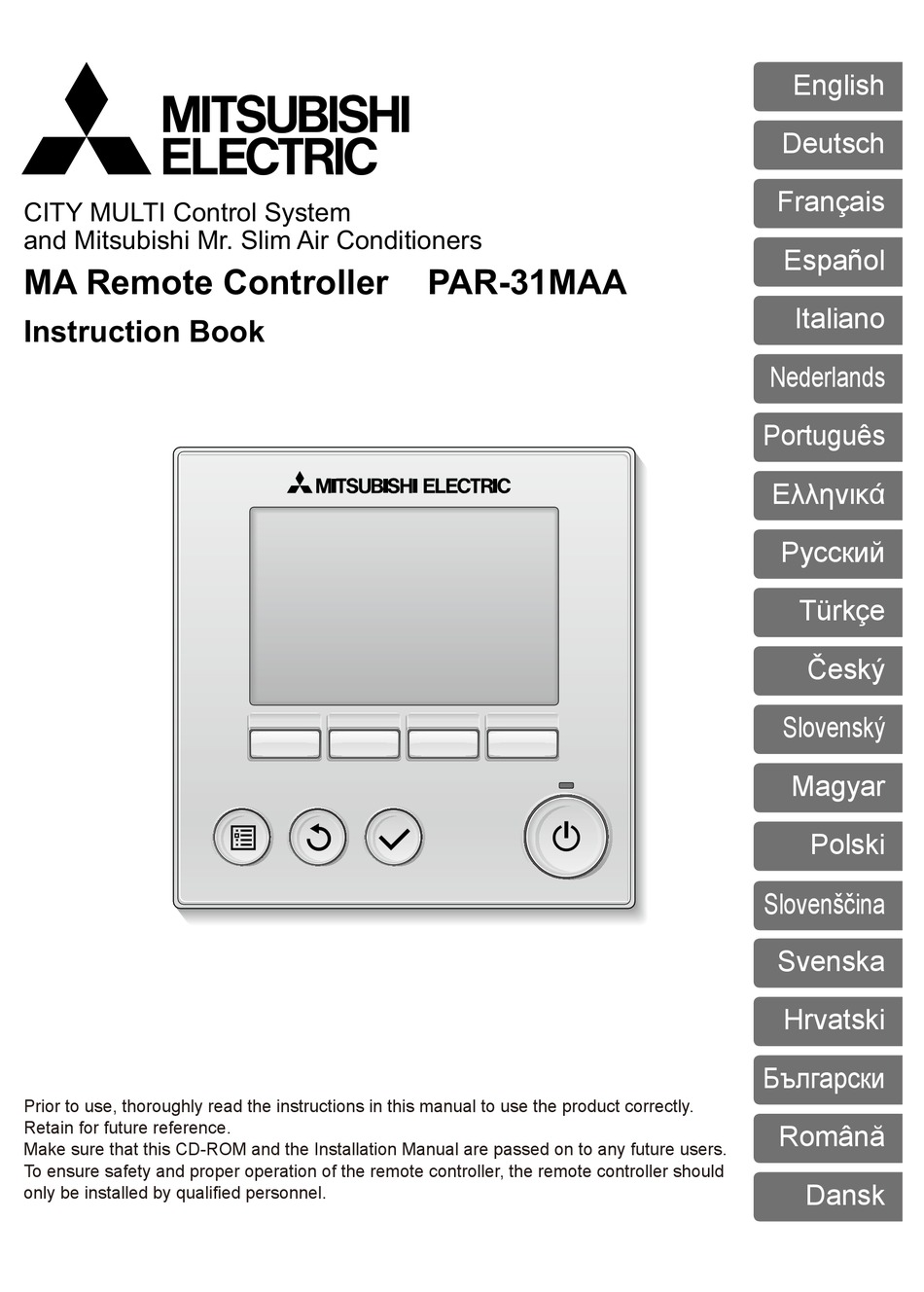 MITSUBISHI ELECTRIC PAR-31MAA INSTRUCTION BOOK Pdf Download | ManualsLib