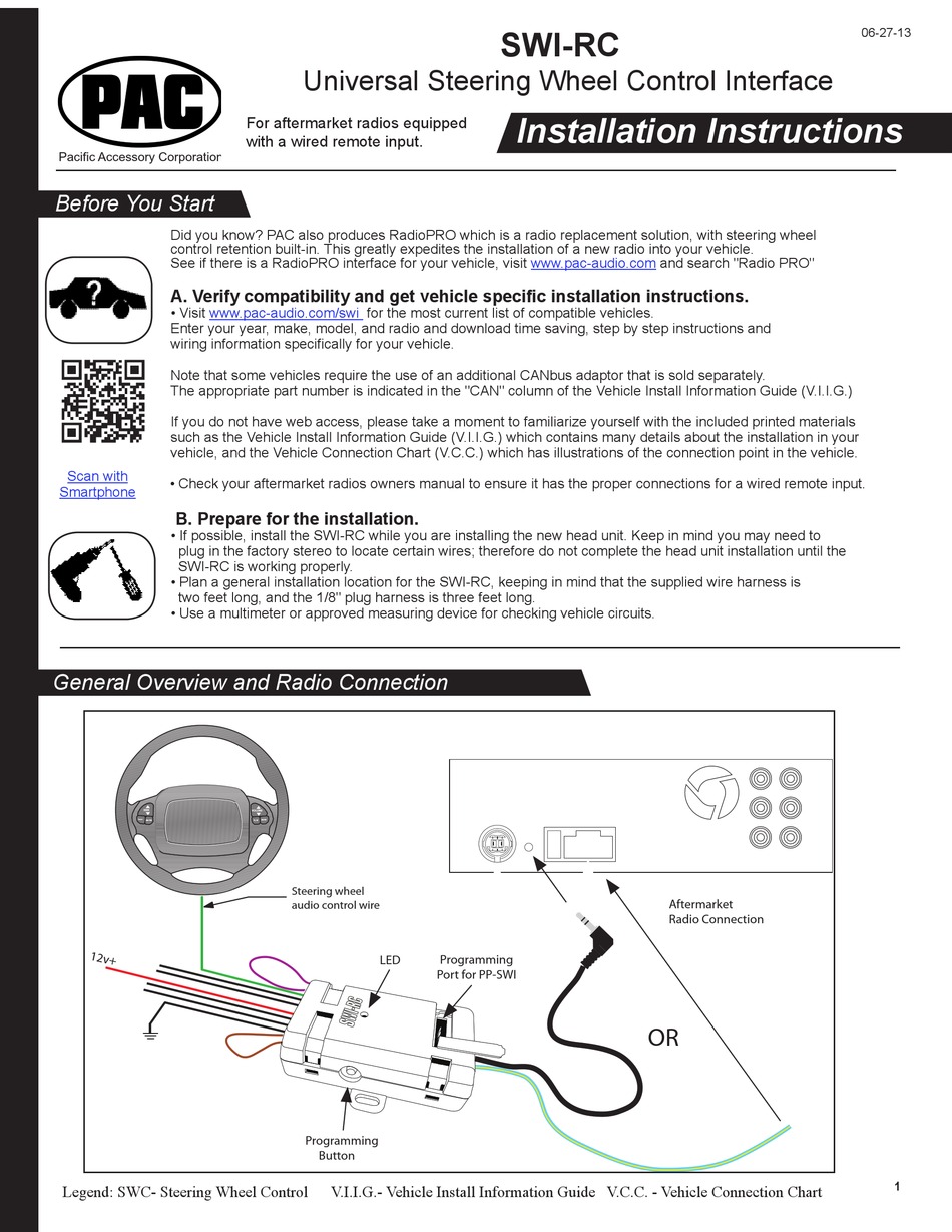 PAC SWI-RC INSTALLATION INSTRUCTIONS Pdf Download | ManualsLib