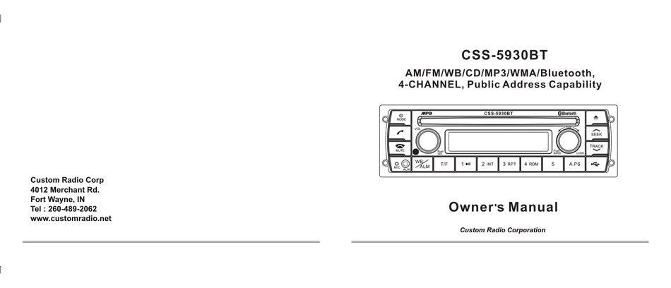 Custom Radio Css 5930bt Owner S Manual Pdf Download Manualslib Custom Radio Css 5930bt Owner S Manual Pdf Download Manualslib