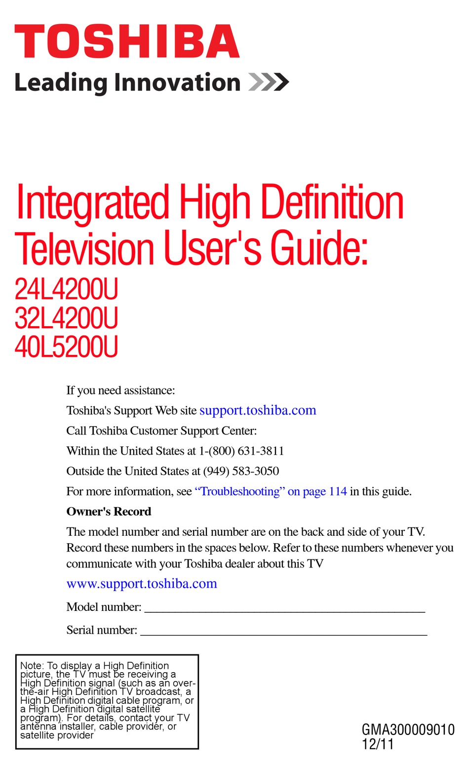 Toshiba 24l4200u User Manual Pdf Download Manualslib