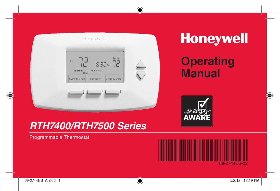 HONEYWELL RTH7400 SERIES OPERATING MANUAL Pdf Download | ManualsLib