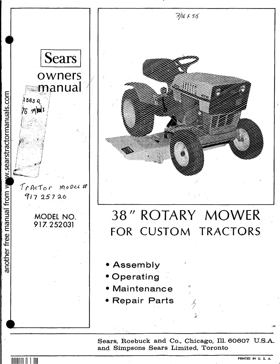 SEARS 917.252031 OWNER'S MANUAL Pdf Download | ManualsLib