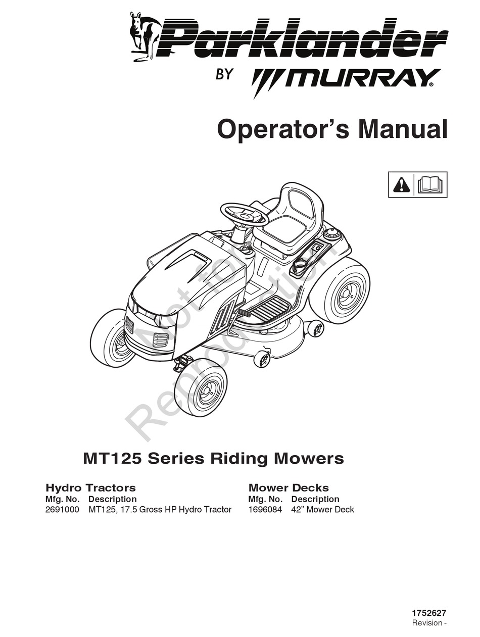 Parklander mower store manual