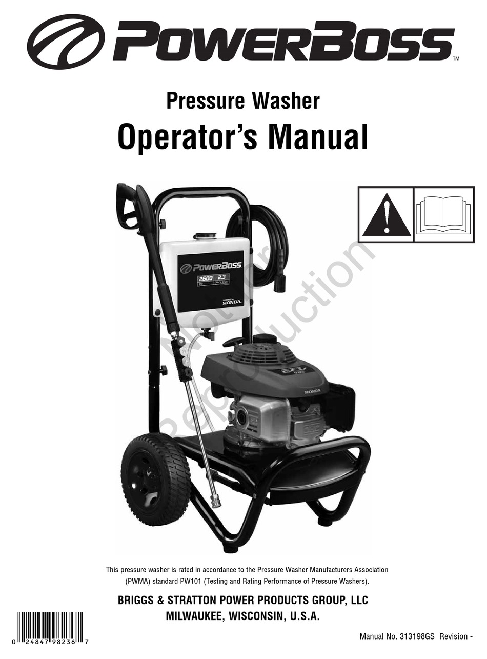 POWERBOSS 2.600 PSI OPERATOR'S MANUAL Pdf Download | ManualsLib