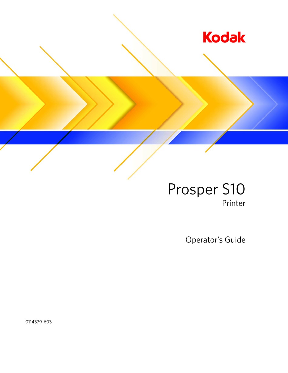 KODAK PROSPER S10 OPERATOR'S MANUAL Pdf Download | ManualsLib