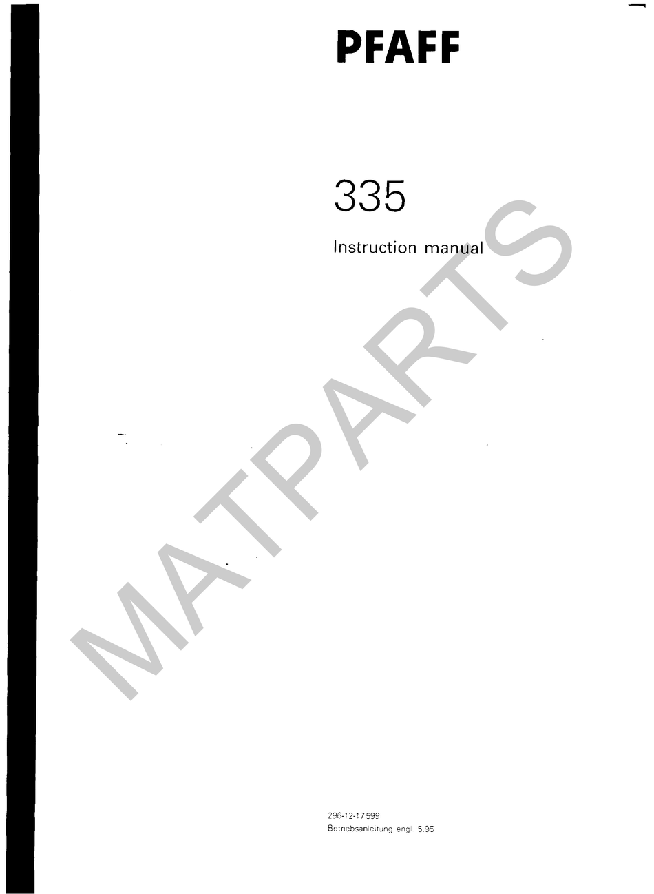 Pfaff 335 Instruction Manual Pdf Download Manualslib