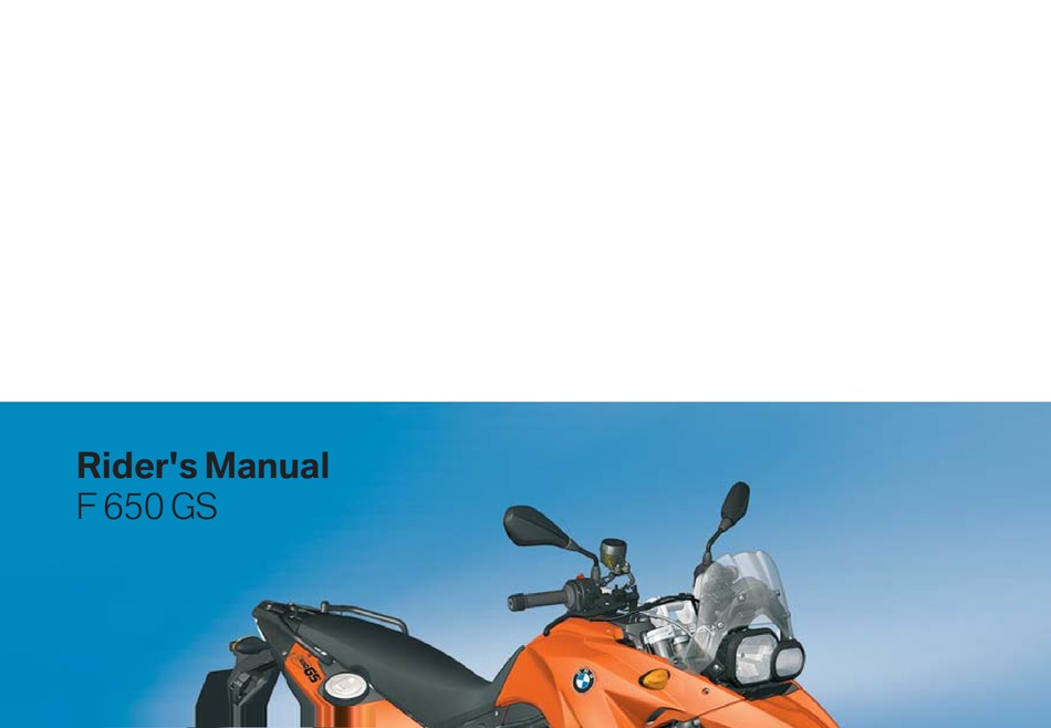 BMW F 650 GS RIDER'S MANUAL Pdf Download ManualsLib