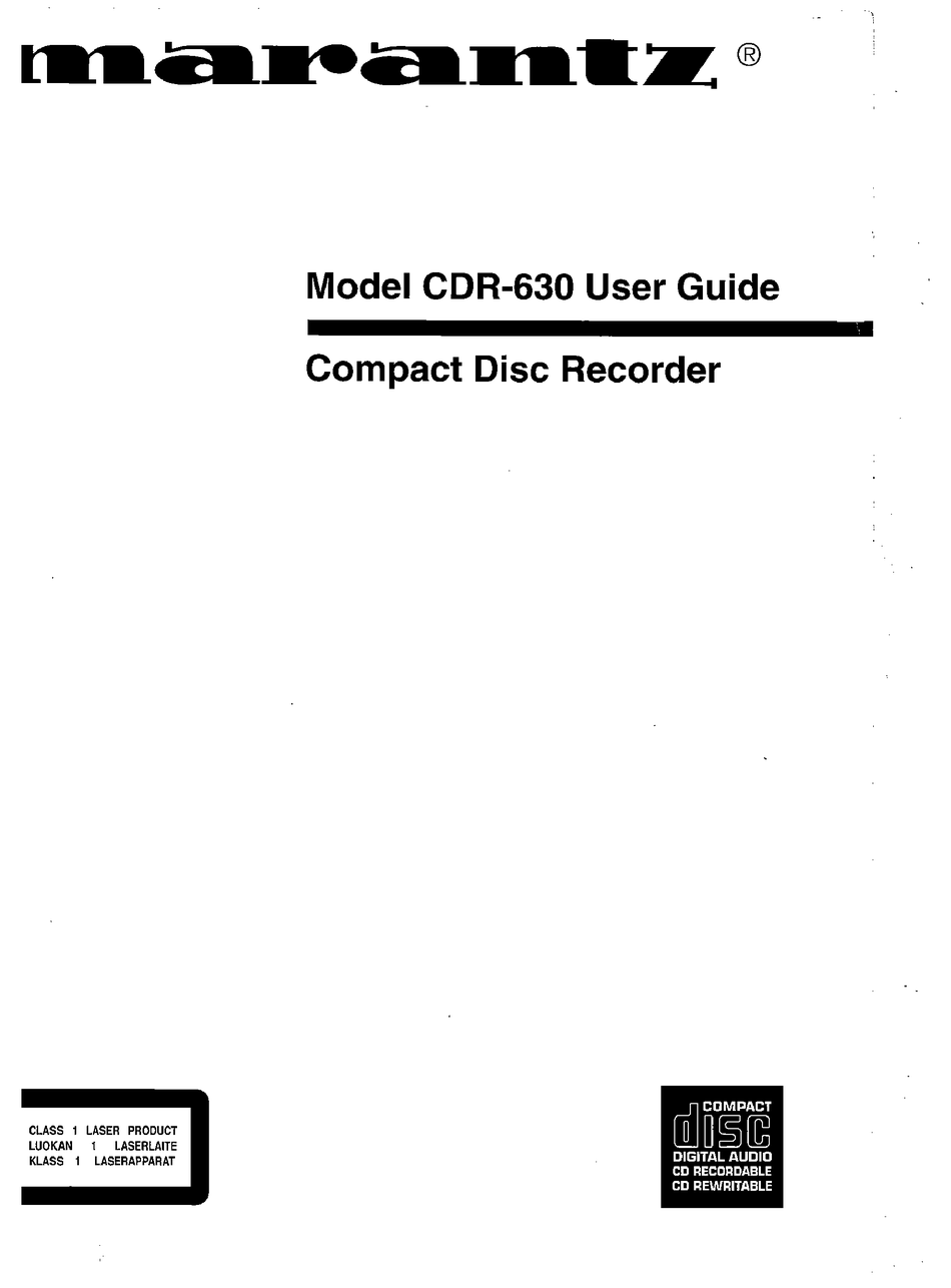Service Manual-Anleitung für Marantz CDR 630 