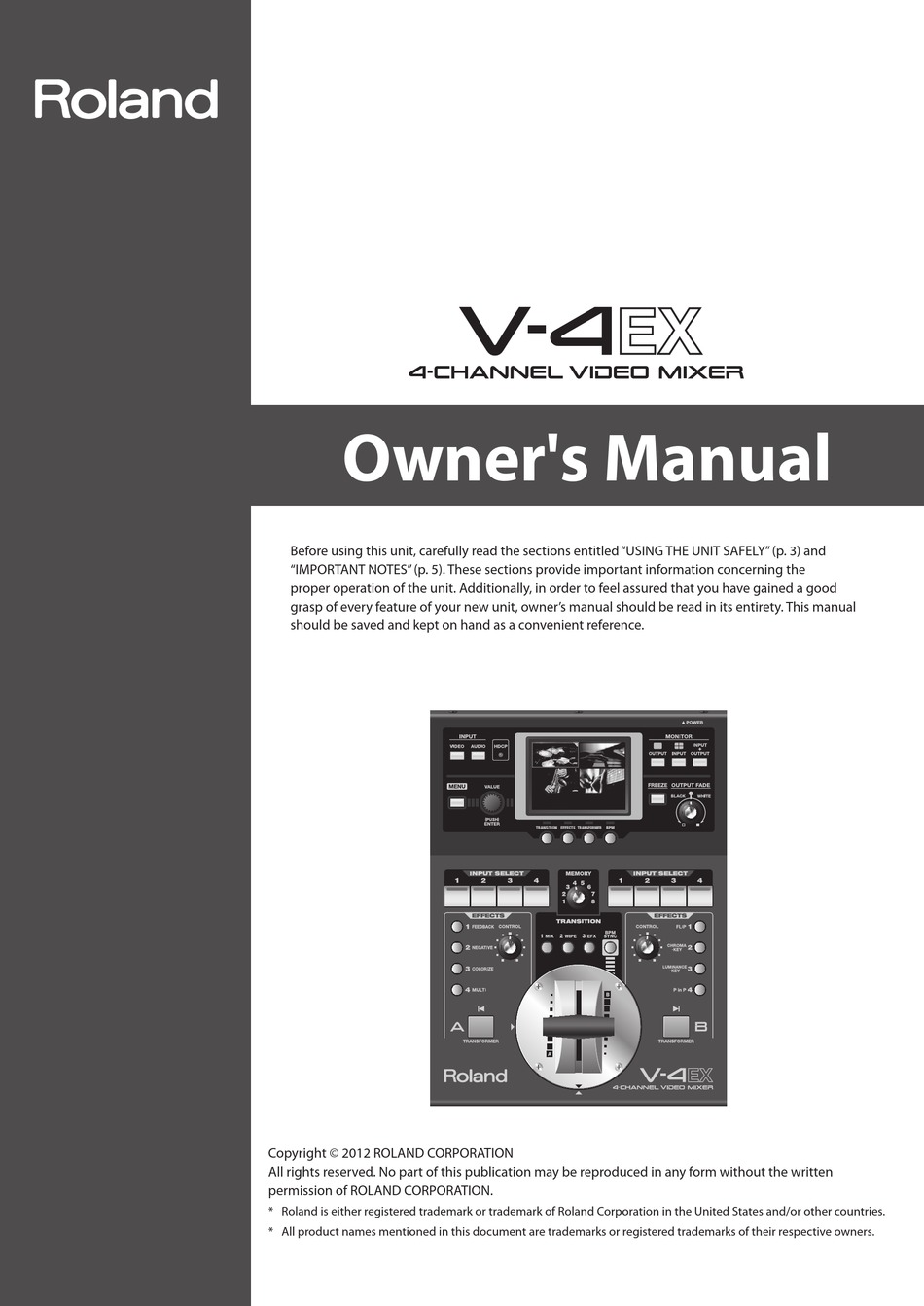 ROLAND V-4EX OWNER'S MANUAL Pdf Download | ManualsLib