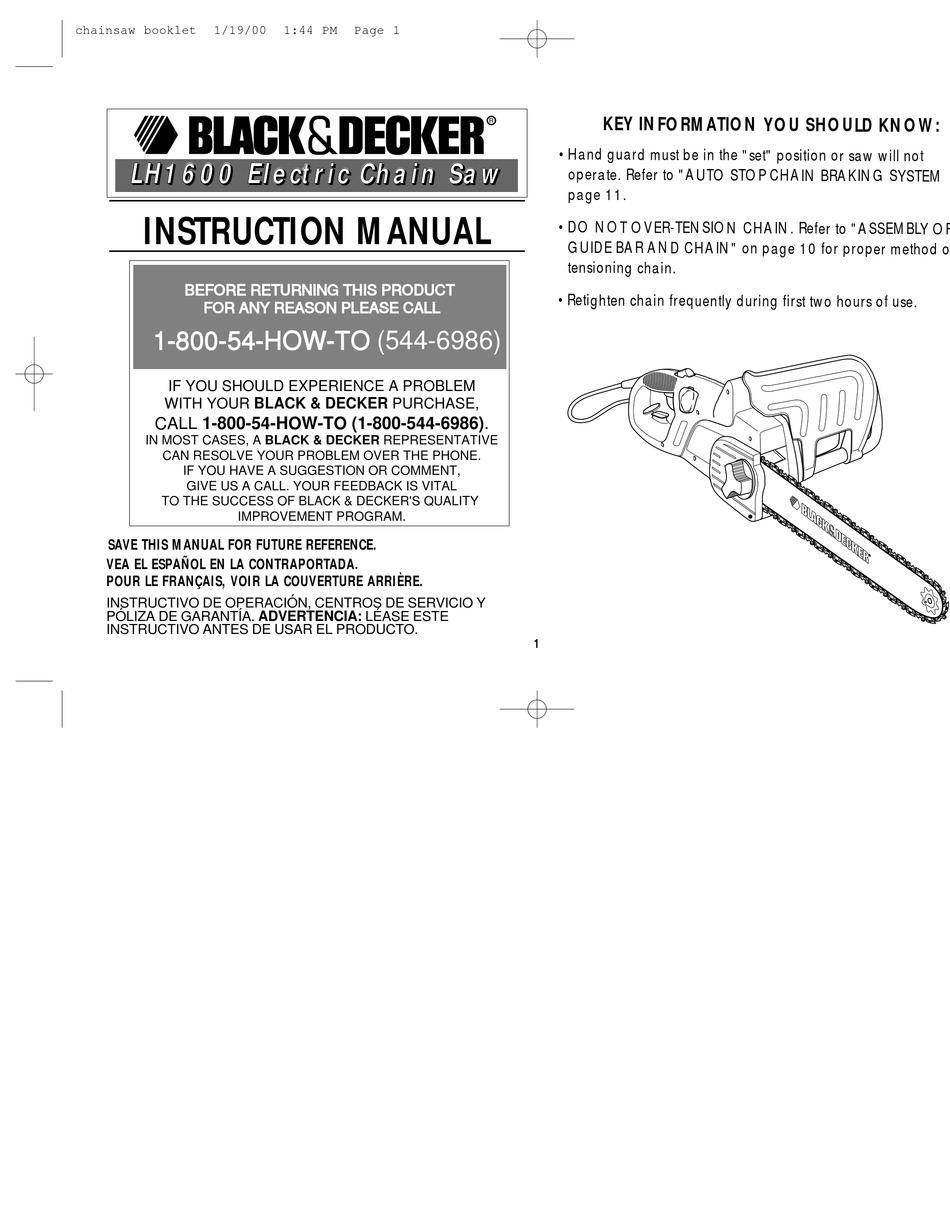 User manual Black & Decker CS1835 (English - 16 pages)