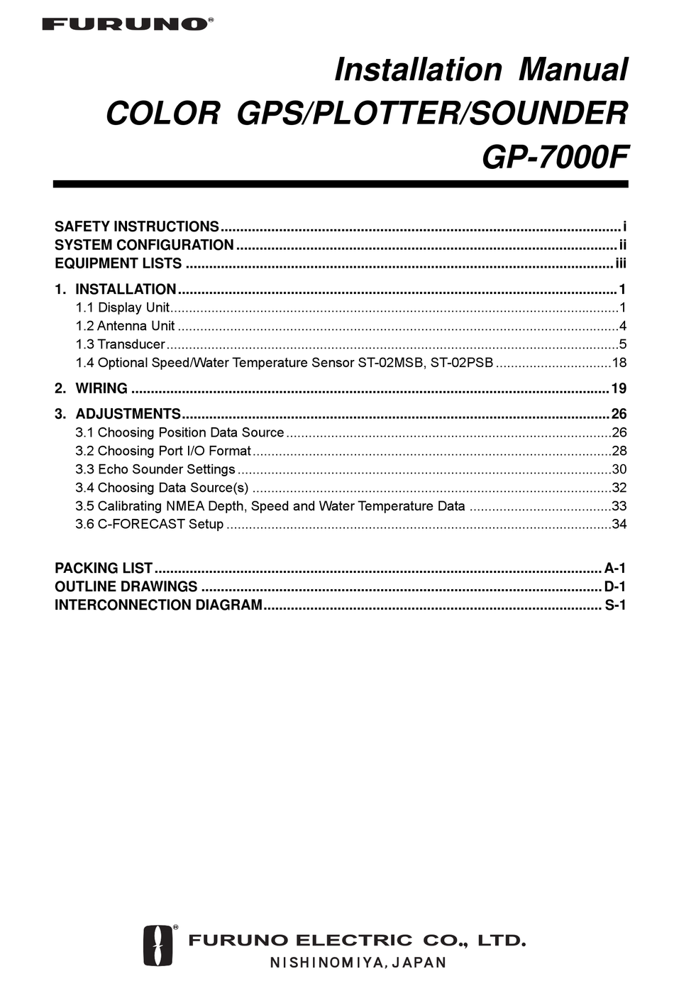 Furuno Gp 7000f Installation Manual Pdf Download Manualslib