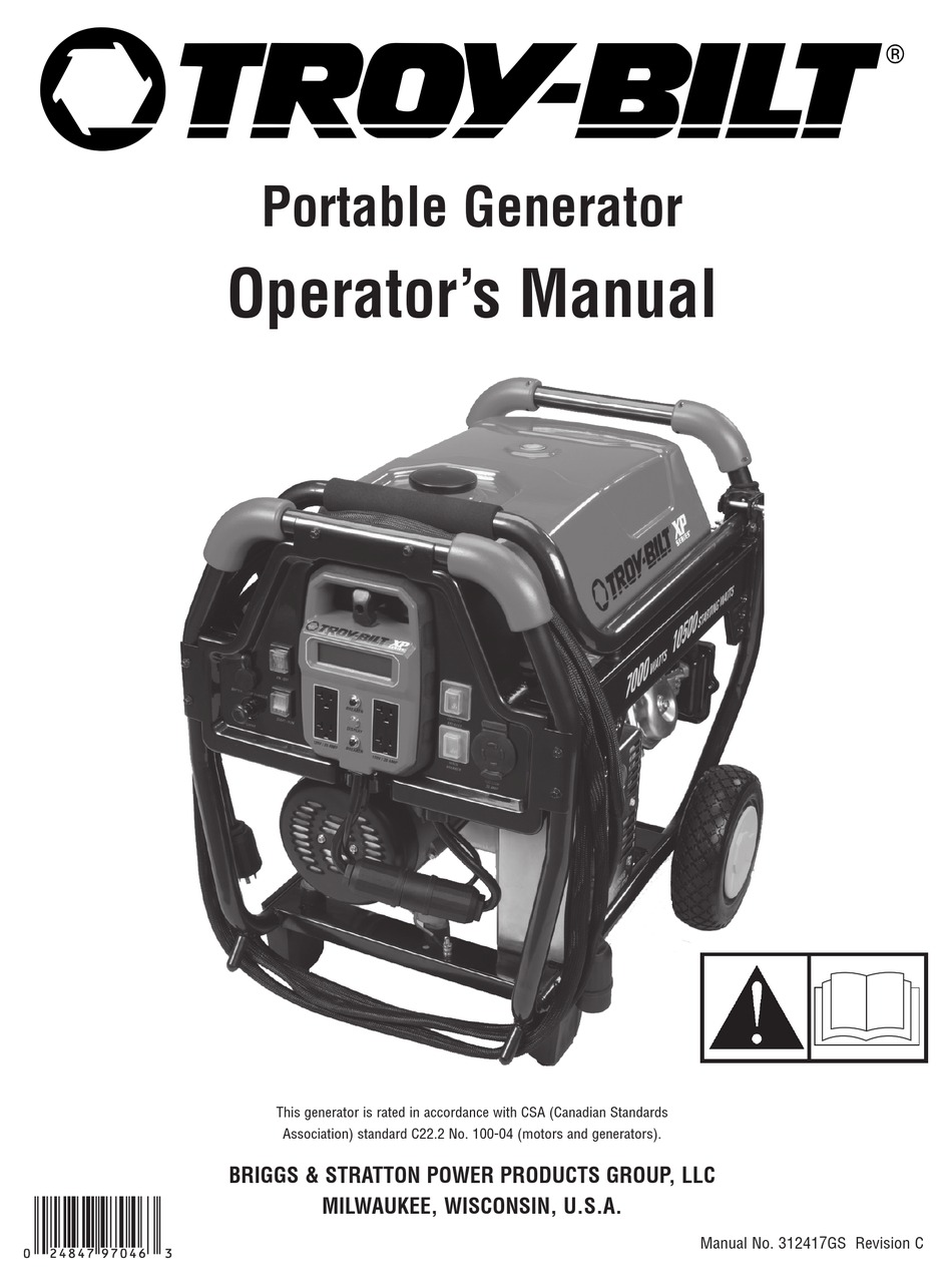 TROYBILT PORTABLE GENERATOR OPERATOR