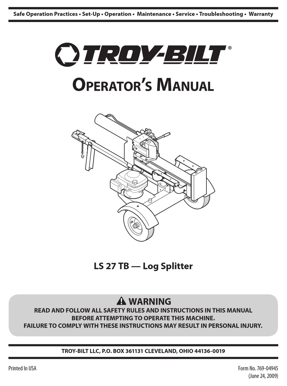 Troy Bilt Ls 27 Tb Operator S Manual Pdf Download Manualslib