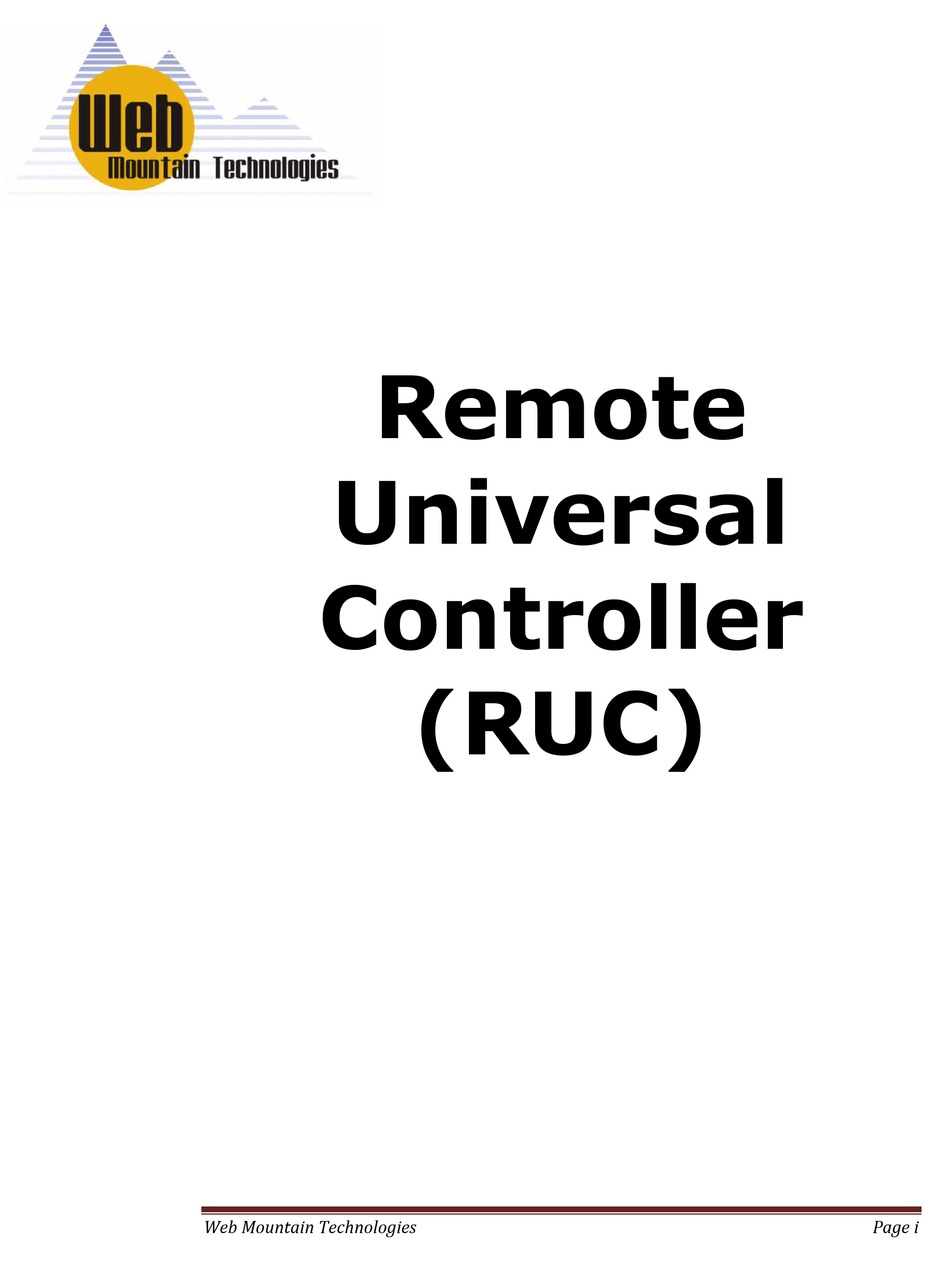 WEB MOUNTAIN TECHNOLOGIES RUC01 USER MANUAL Pdf Download ManualsLib