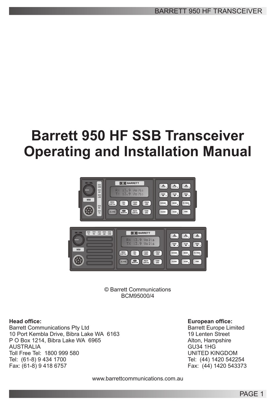 barrett 530 user manual
