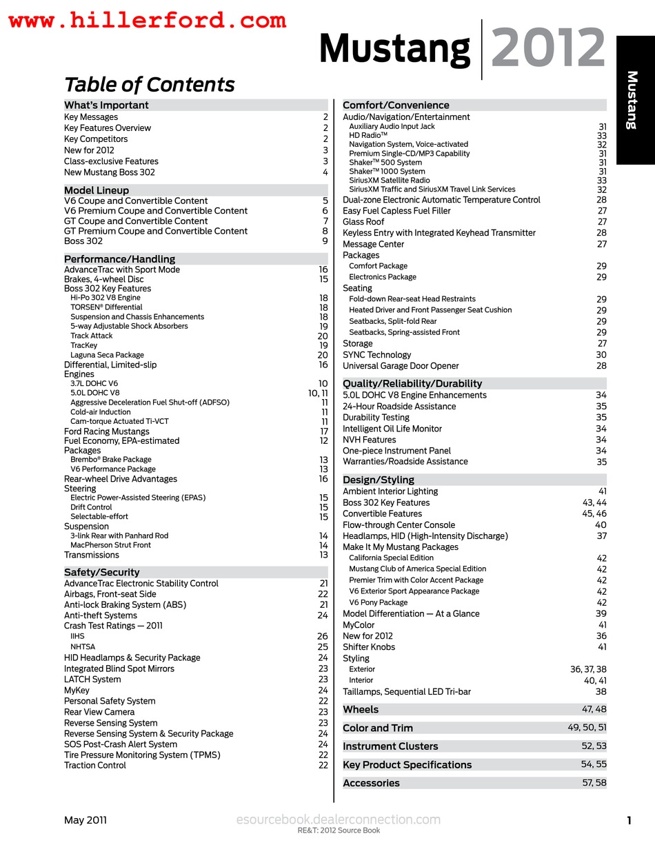 FORD MUSTANG 2012 USER MANUAL Pdf Download | ManualsLib