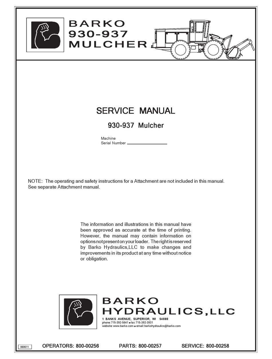 BARKO HYDRAULICS 930 SERVICE MANUAL Pdf Download ManualsLib