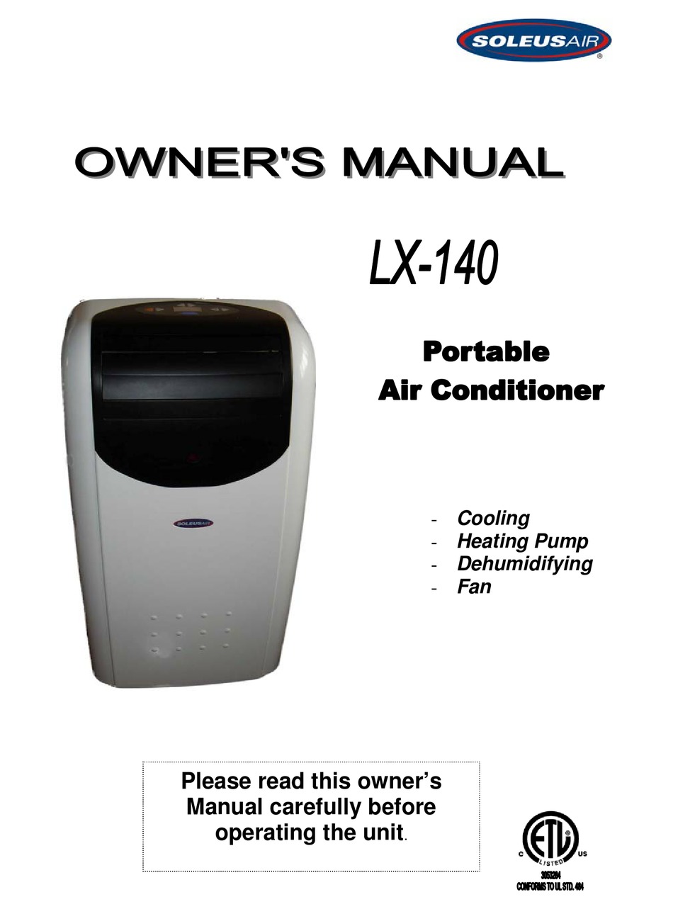 SOLEUS AIR LX140 OWNER'S MANUAL Pdf Download ManualsLib