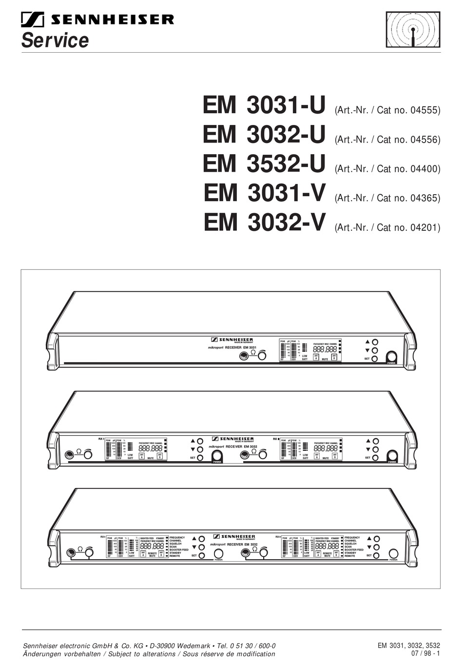 Sennheiser Em 3031 U Service Manual Pdf Download Manualslib