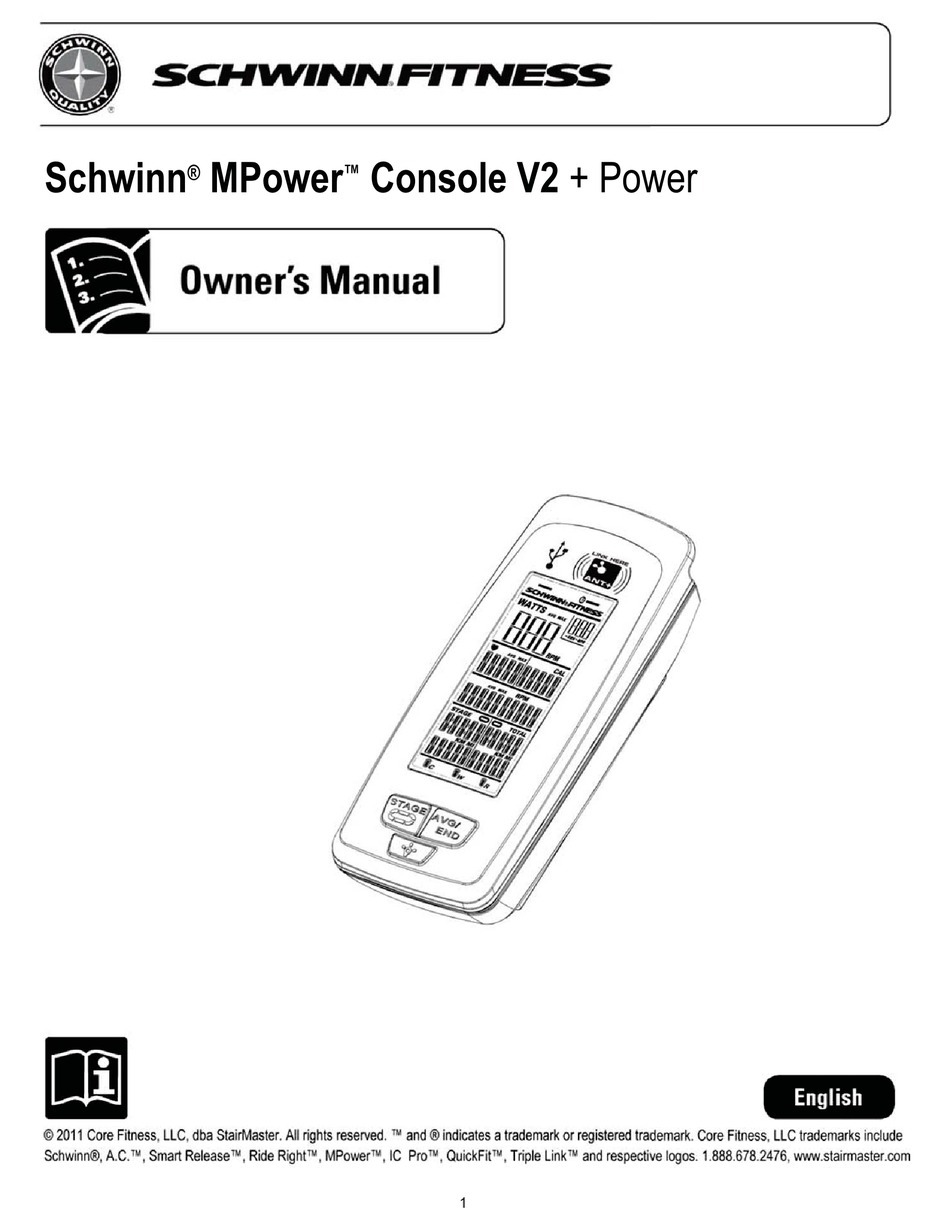 SCHWINN MPOWER CONSOLE V2 + POWER OWNER'S MANUAL Pdf Download ManualsLib