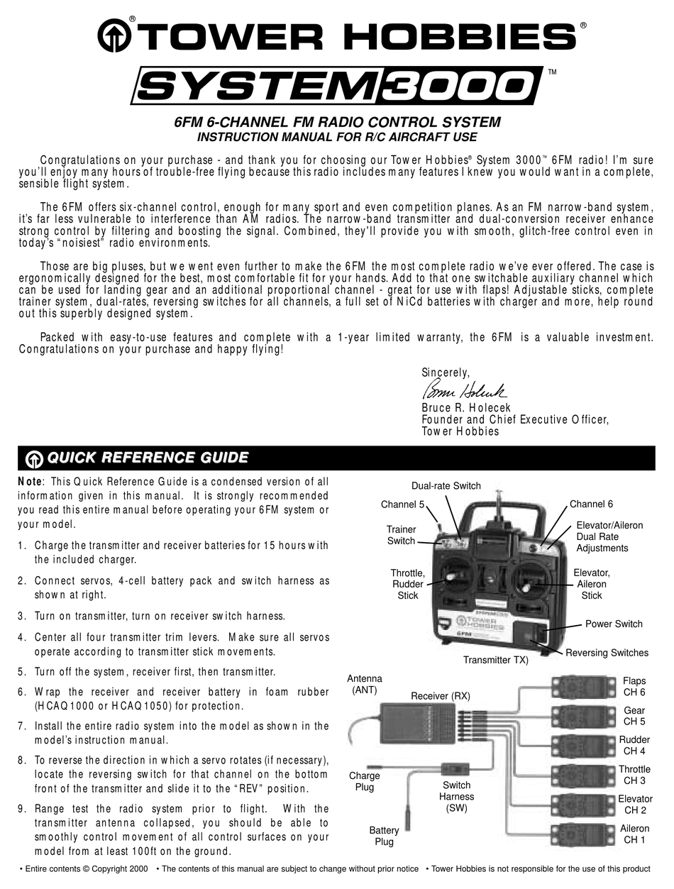 TOWER HOBBIES SYSTEM 3000 INSTRUCTION MANUAL Pdf Download | ManualsLib