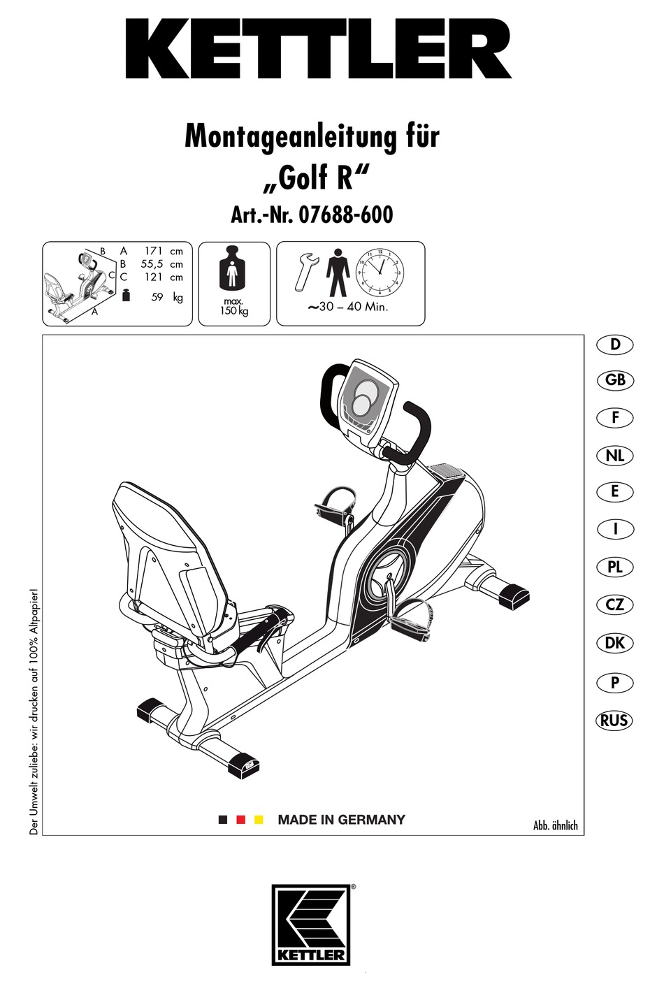 KETTLER 07688600 ASSEMBLY INSTRUCTIONS MANUAL Pdf Download ManualsLib