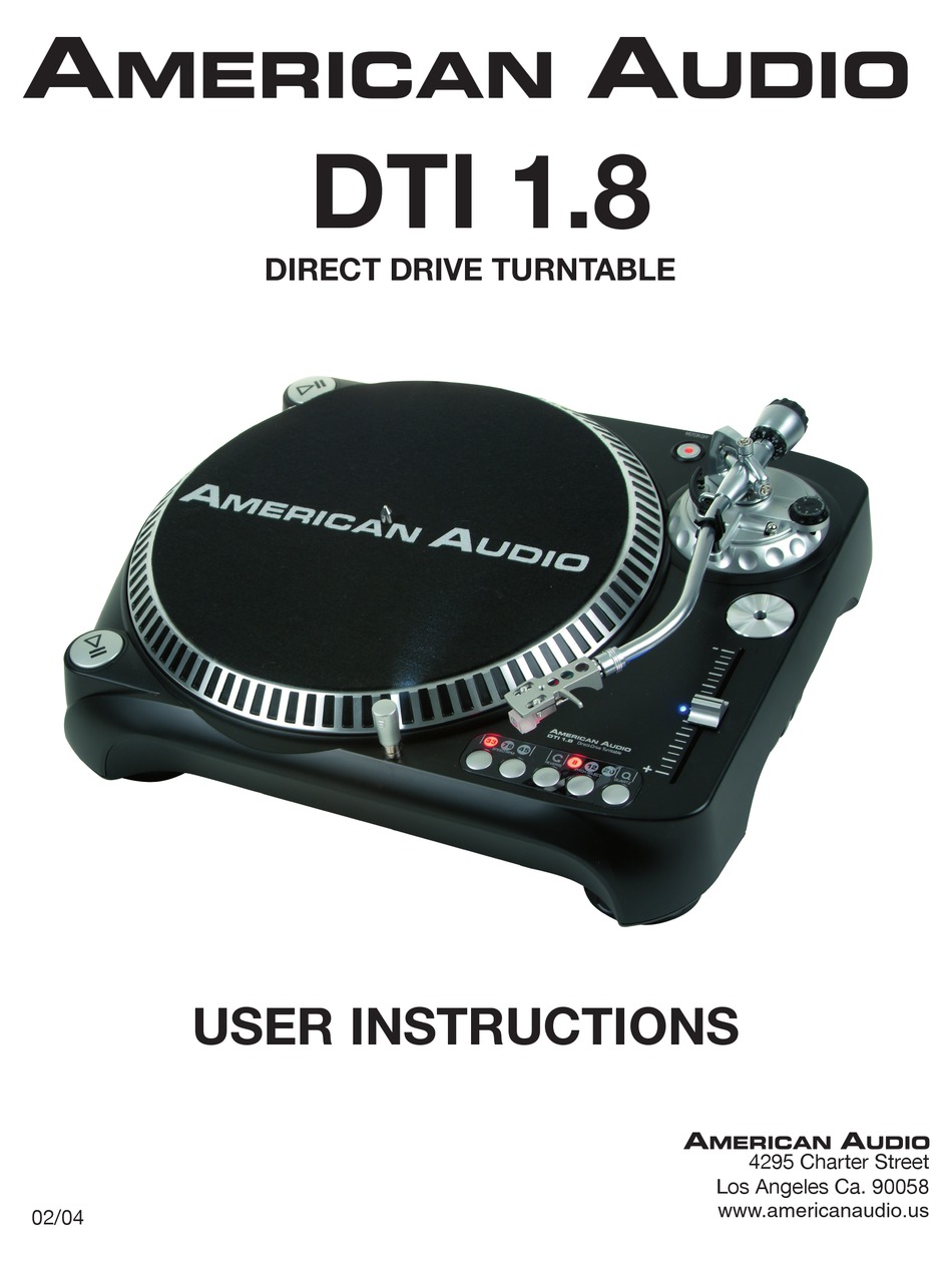 AMERICAN AUDIO DTI 1.8 USER INSTRUCTIONS Pdf Download | ManualsLib