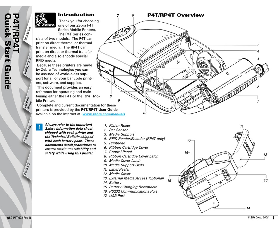 Zebra P4t Quick Start Manual Pdf Download Manualslib