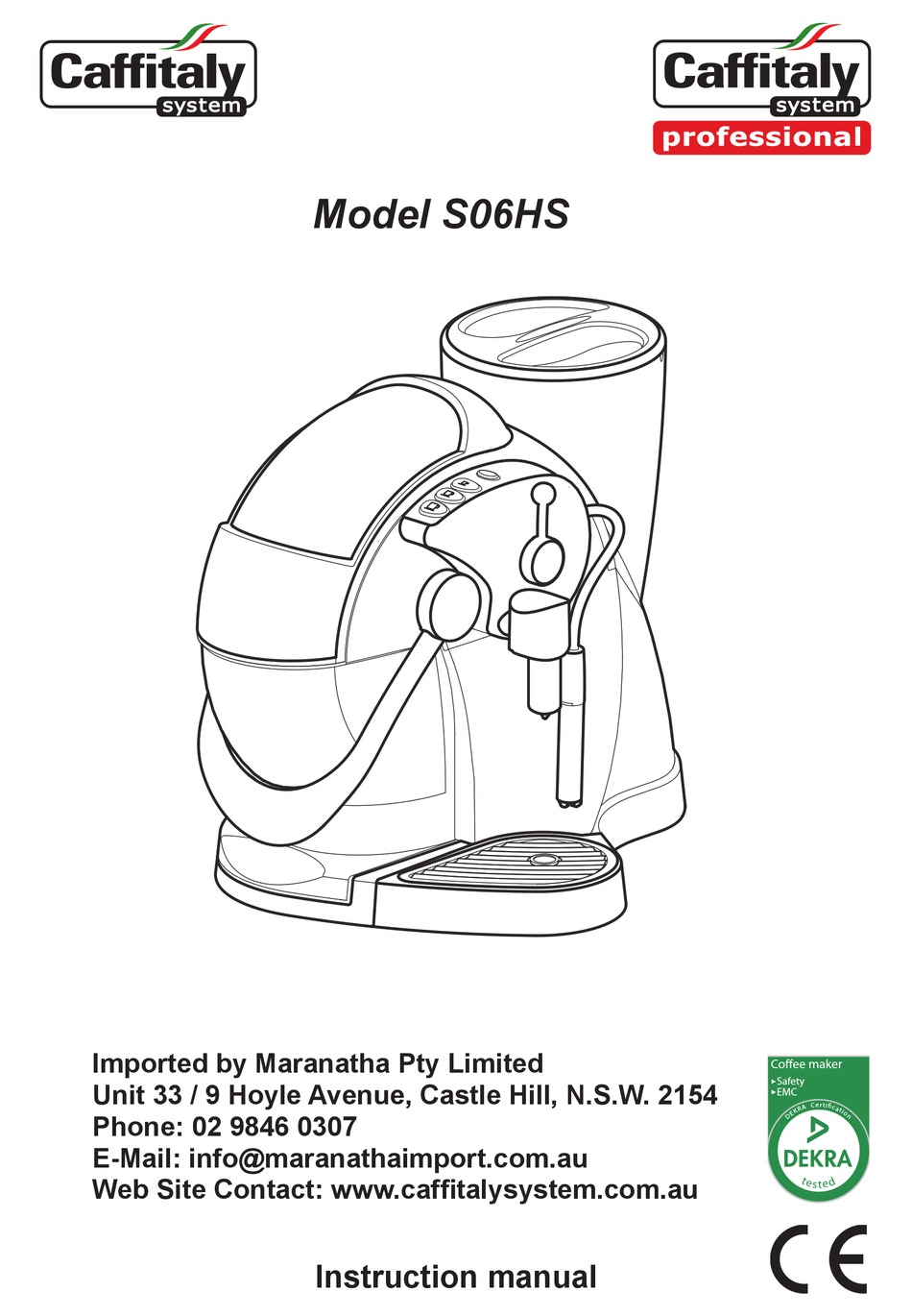 Caffitaly System S06hs Instruction Manual Pdf Download Manualslib